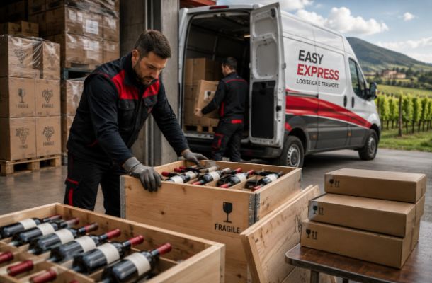 Controllo imballo per spedizione vino