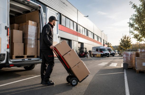 Esempio operatore con carrello durante il servizio di distribuzione merce